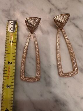 Rose Gold Pave Open Drop Earrings - Elegant Women's Jewelry